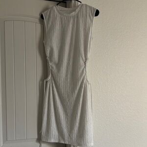 Casual White Sleeveless Dress with side cutouts
